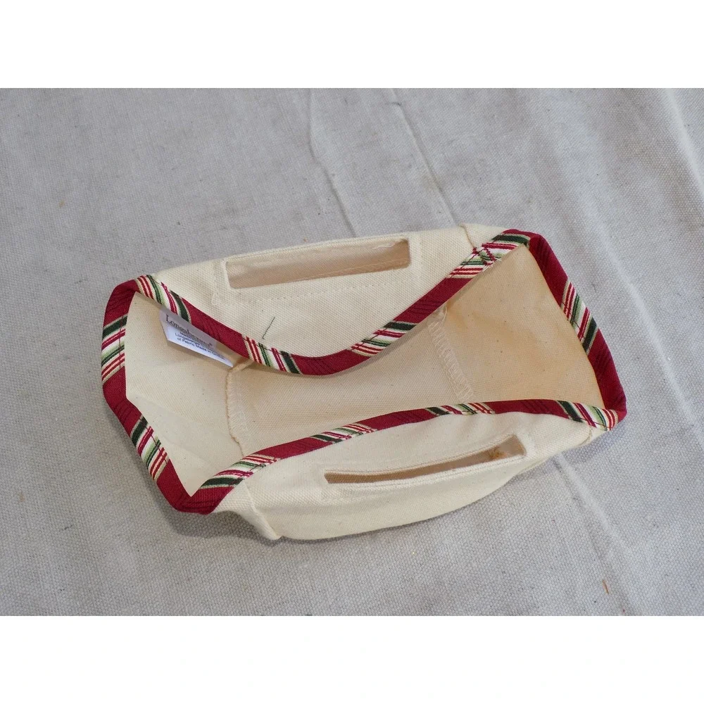 Natural w/ Holiday Stripe Trim Tinsel Basket Liner Longaberger